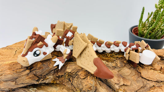 Beweglicher Baby S’mores Drache | 3D gedruckte Fantasyfigur | niedliches Drachenbaby | Geschenk für Fantasy- & Drachenfans