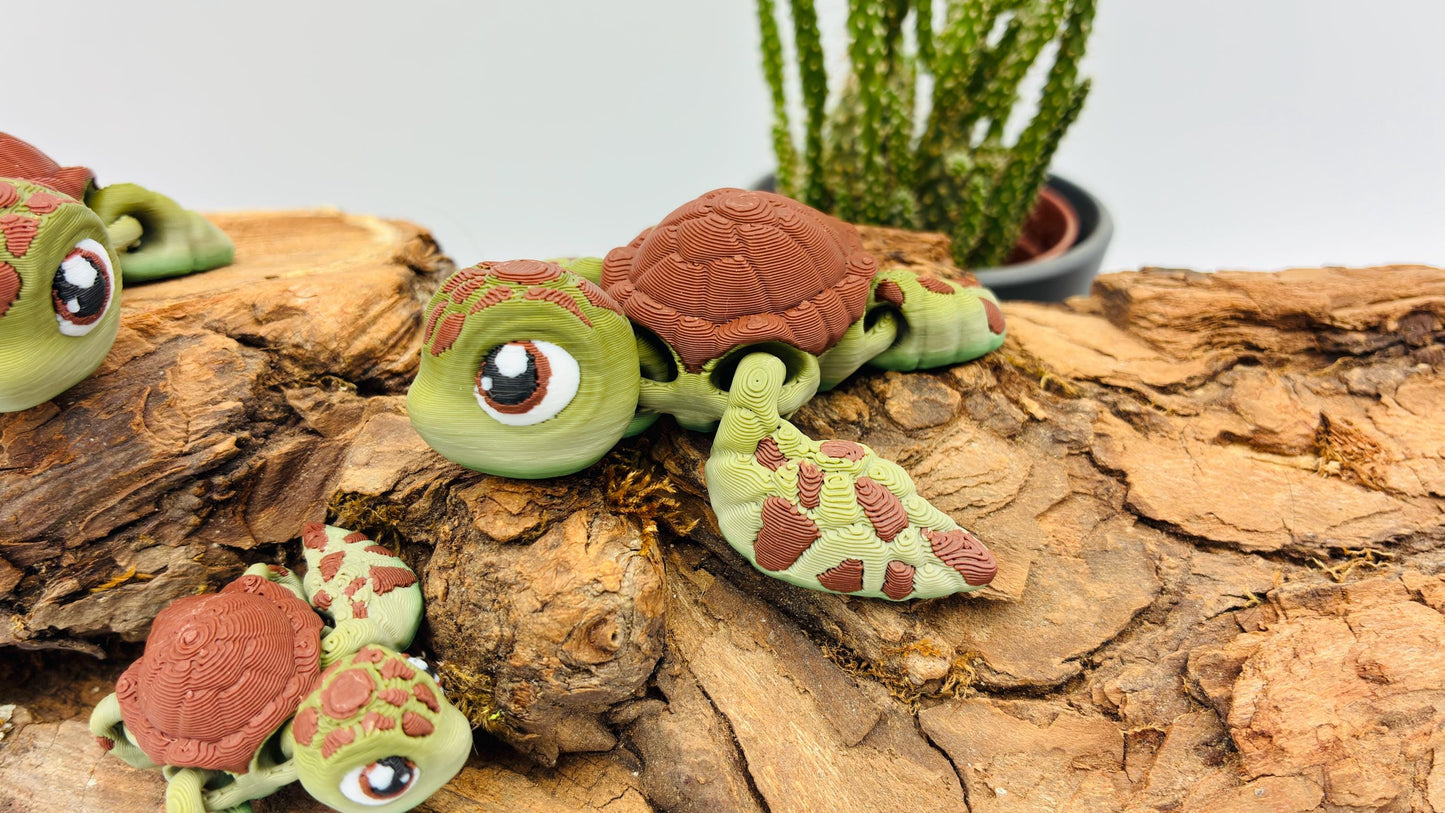 Bewegliche 3D-gedruckte Wasserschildkröte – inspiriert von „Squirt“-Stil / Findet Nemo Look – kleine Meeresschildkröte, handgemacht