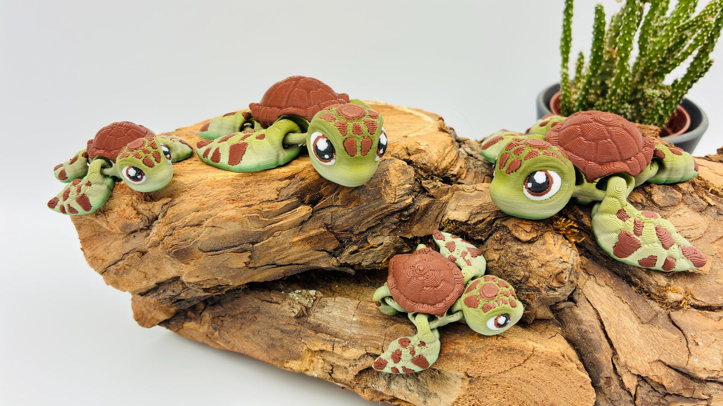Bewegliche 3D-gedruckte Wasserschildkröte – inspiriert von „Squirt“-Stil / Findet Nemo Look – kleine Meeresschildkröte, handgemacht