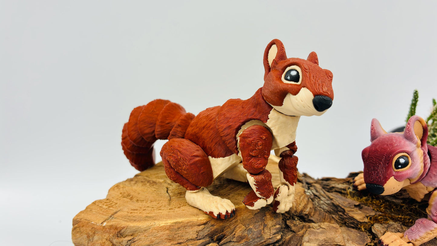 3D gedrucktes Eichhörnchen – voll beweglich & posierbar | Herbstliche Farbverläufe | Handgefertigtes Deko-Tier | Geschenkidee Herbst