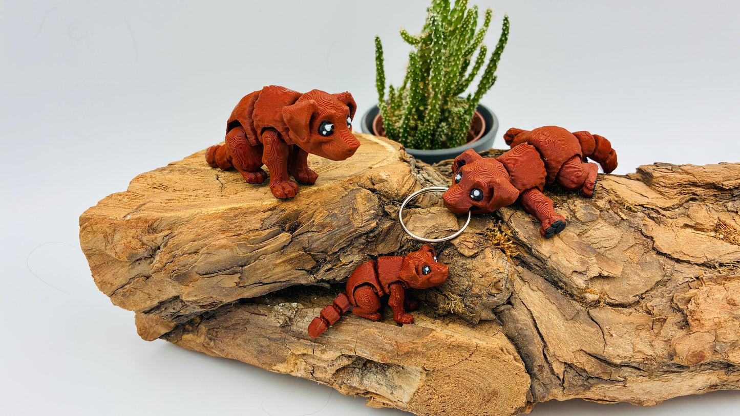 3D-gedruckter Flexi Hund – Beweglich & niedlich | Optional als Schlüsselanhänger erhältlich!