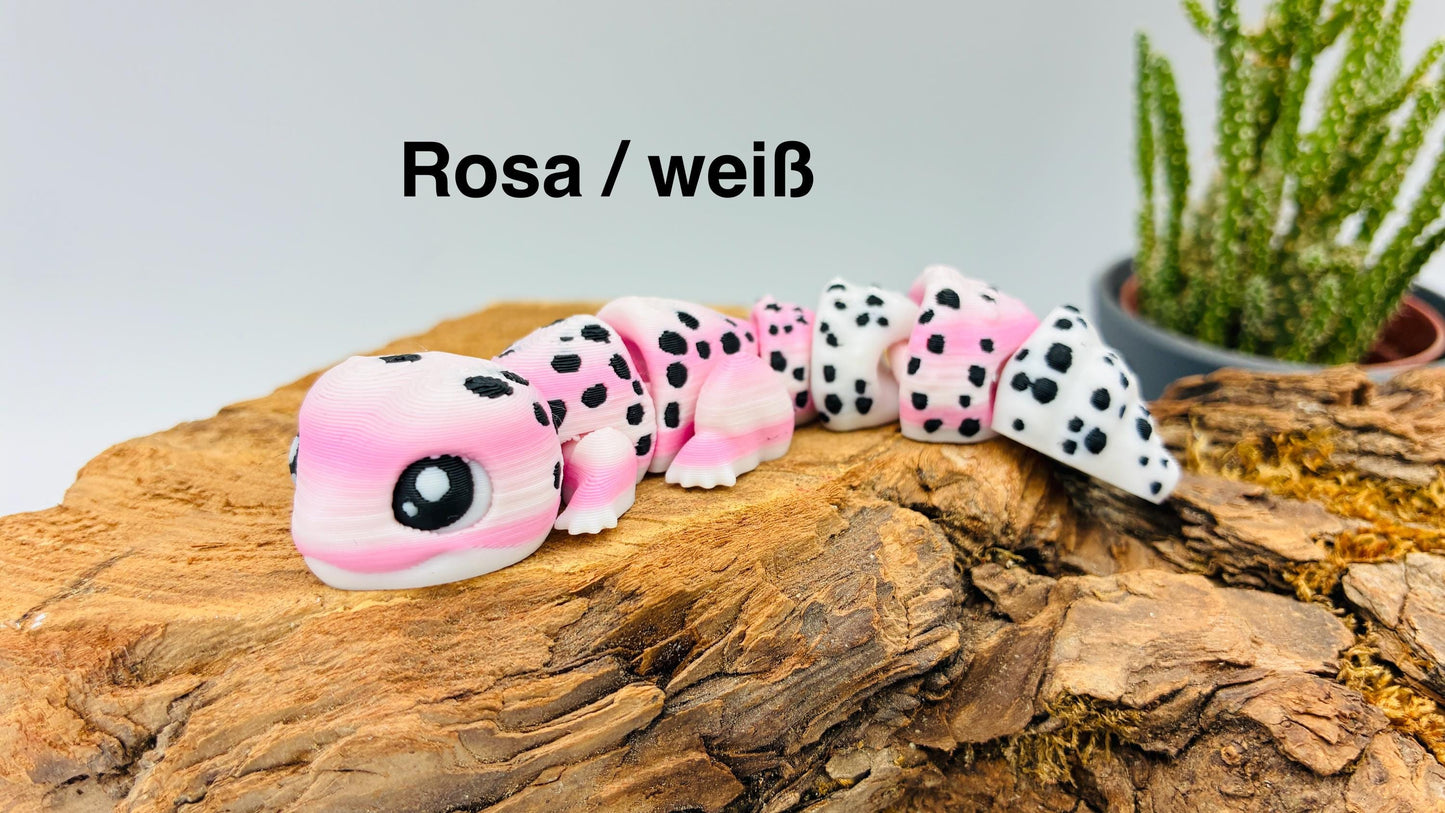 3D-gedruckter beweglicher Gecko – handgemachte Reptilienfigur, verschiedene Farben, Geschenk & Deko, flexi, Wunschfarbe