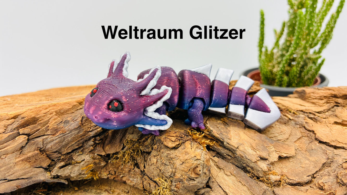 Flexibler Axolotl 3D-Druck Schlüsselanhänger – Leuchtet im Dunkeln, Mehrfarbig, Handgefertigtes Geschenk