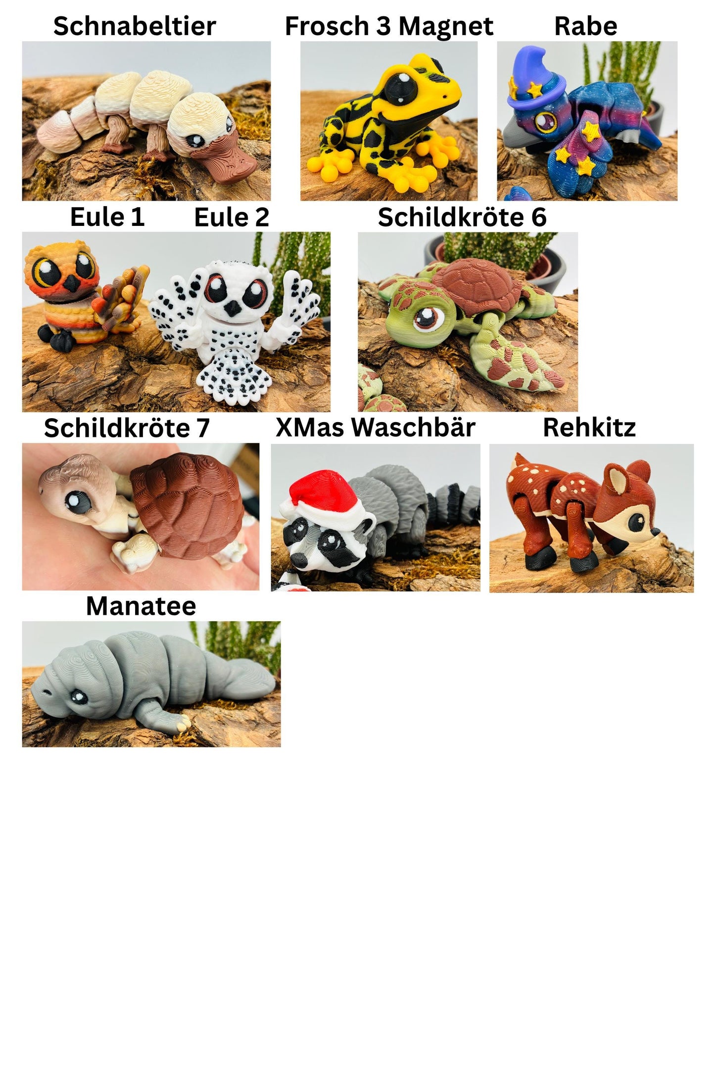 Flexi Tiere für Groß und Klein | 3D Druck Fidget | Adventskalender Füllung | beweglich | Schreibtischdeko | Geschenkidee | Sets