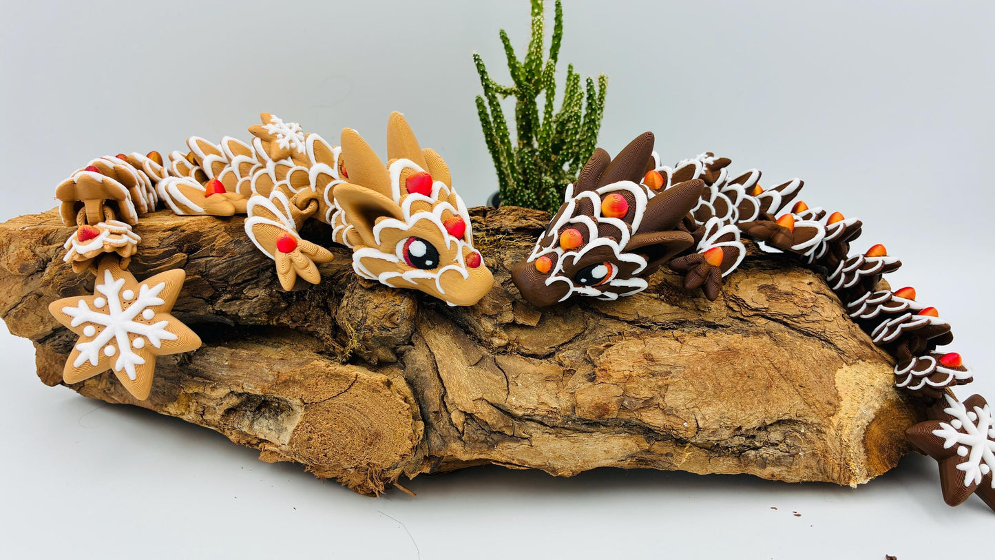 5.) Beweglicher Baby-Lebkuchendrache – Handgemachte süße Weihnachtsdekoration, Geschenk für Fantasy- und Drachenliebhaber