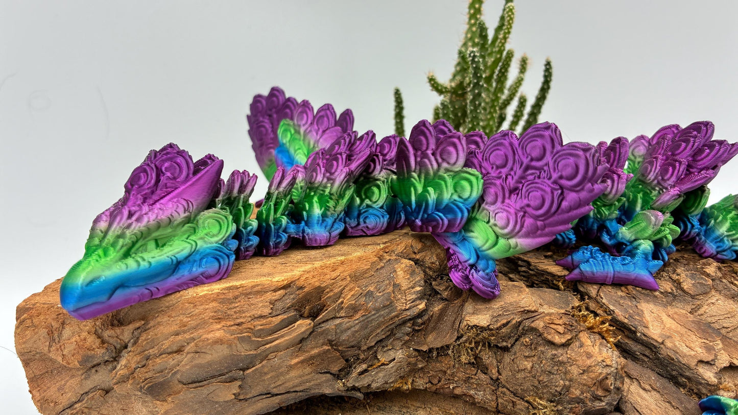 Magischer Pfauenaugendrache – 3D-gedruckt, detailreich & beweglich | Peacock Dragon