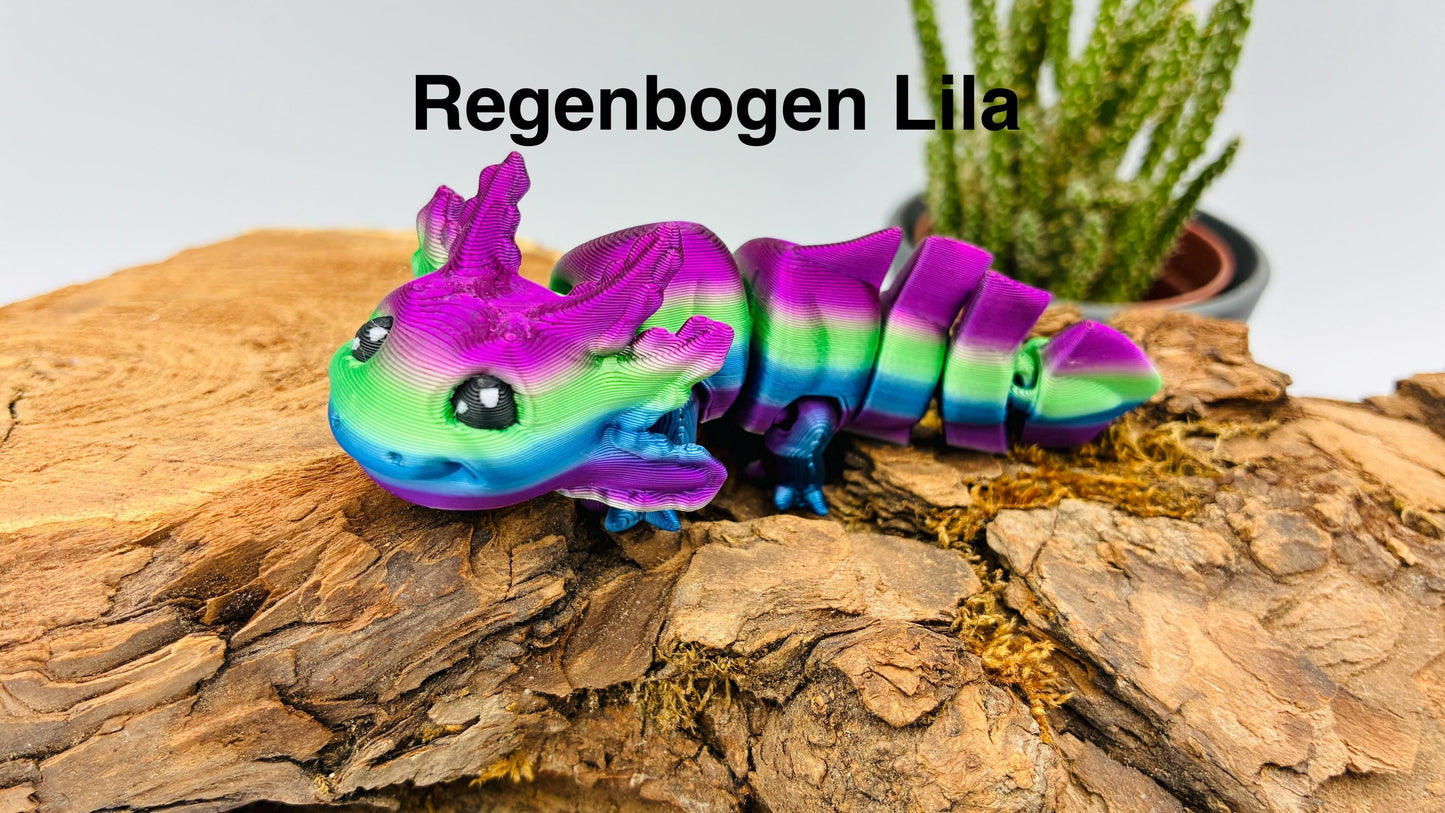 Flexibler Axolotl 3D-Druck Schlüsselanhänger – Leuchtet im Dunkeln, Mehrfarbig, Handgefertigtes Geschenk