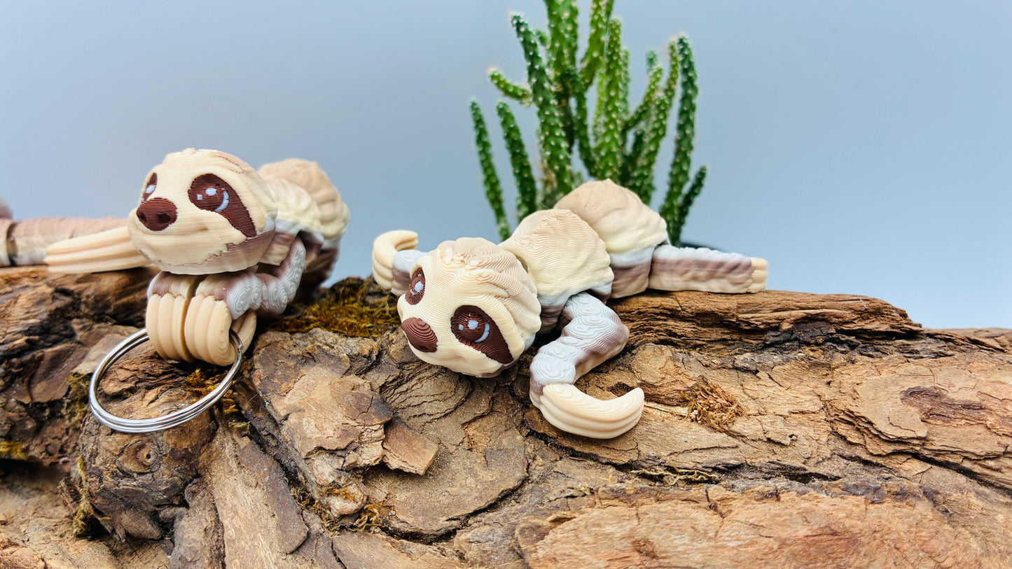 3D-gedrucktes bewegliches Baby Faultier – optional mit Baum oder Weihnachtsmütze