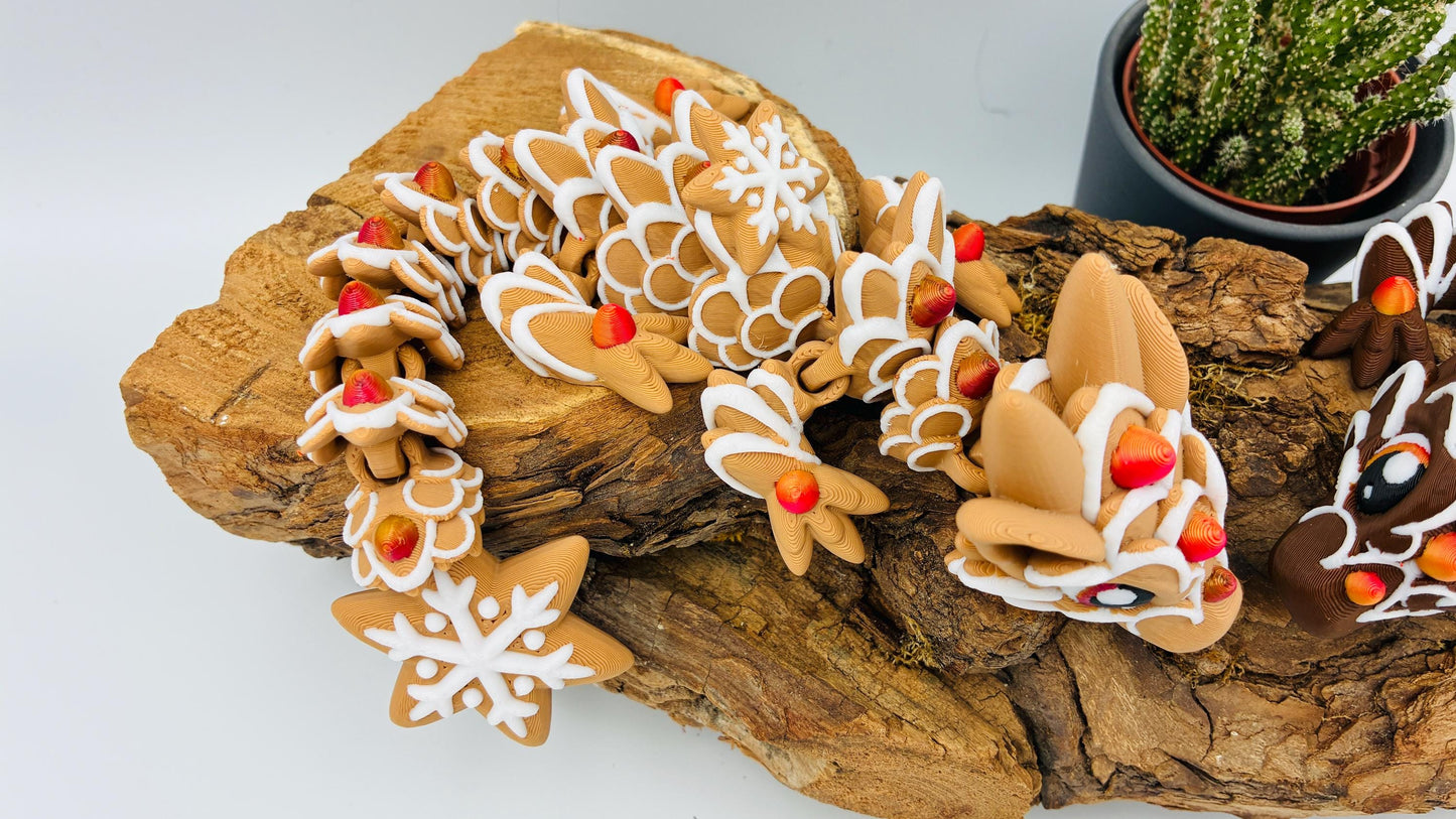 5.) Beweglicher Baby-Lebkuchendrache – Handgemachte süße Weihnachtsdekoration, Geschenk für Fantasy- und Drachenliebhaber