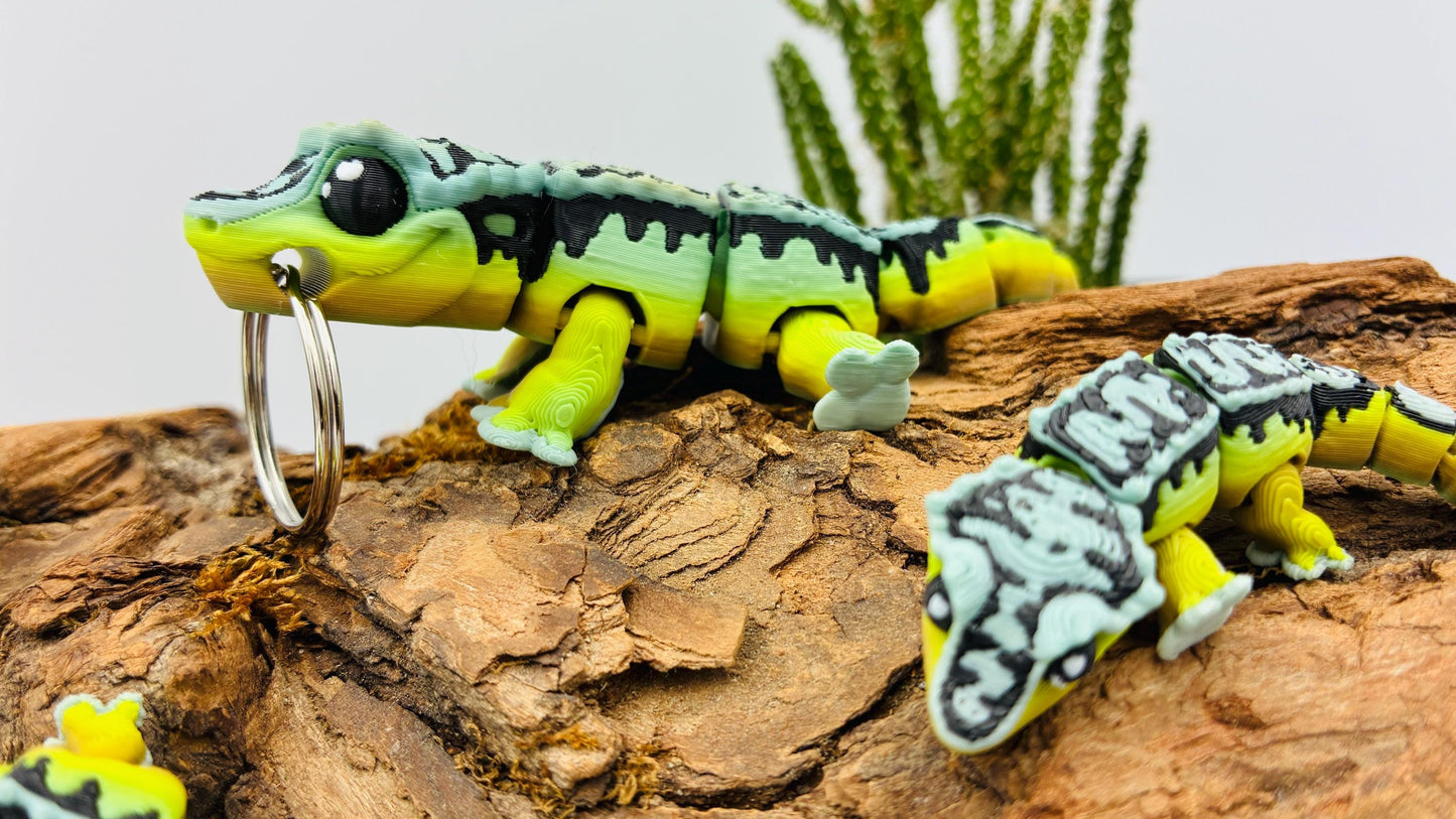 Beweglicher Crested Gecko Kronengecko – 3D-gedruckt | Optional als Schlüsselanhänger | Geschenk für Reptilien-Fans