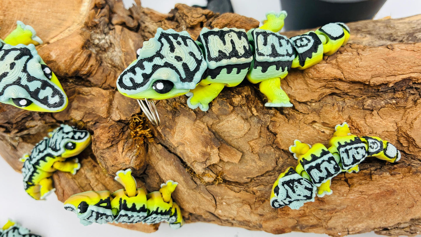 Beweglicher Crested Gecko Kronengecko – 3D-gedruckt | Optional als Schlüsselanhänger | Geschenk für Reptilien-Fans