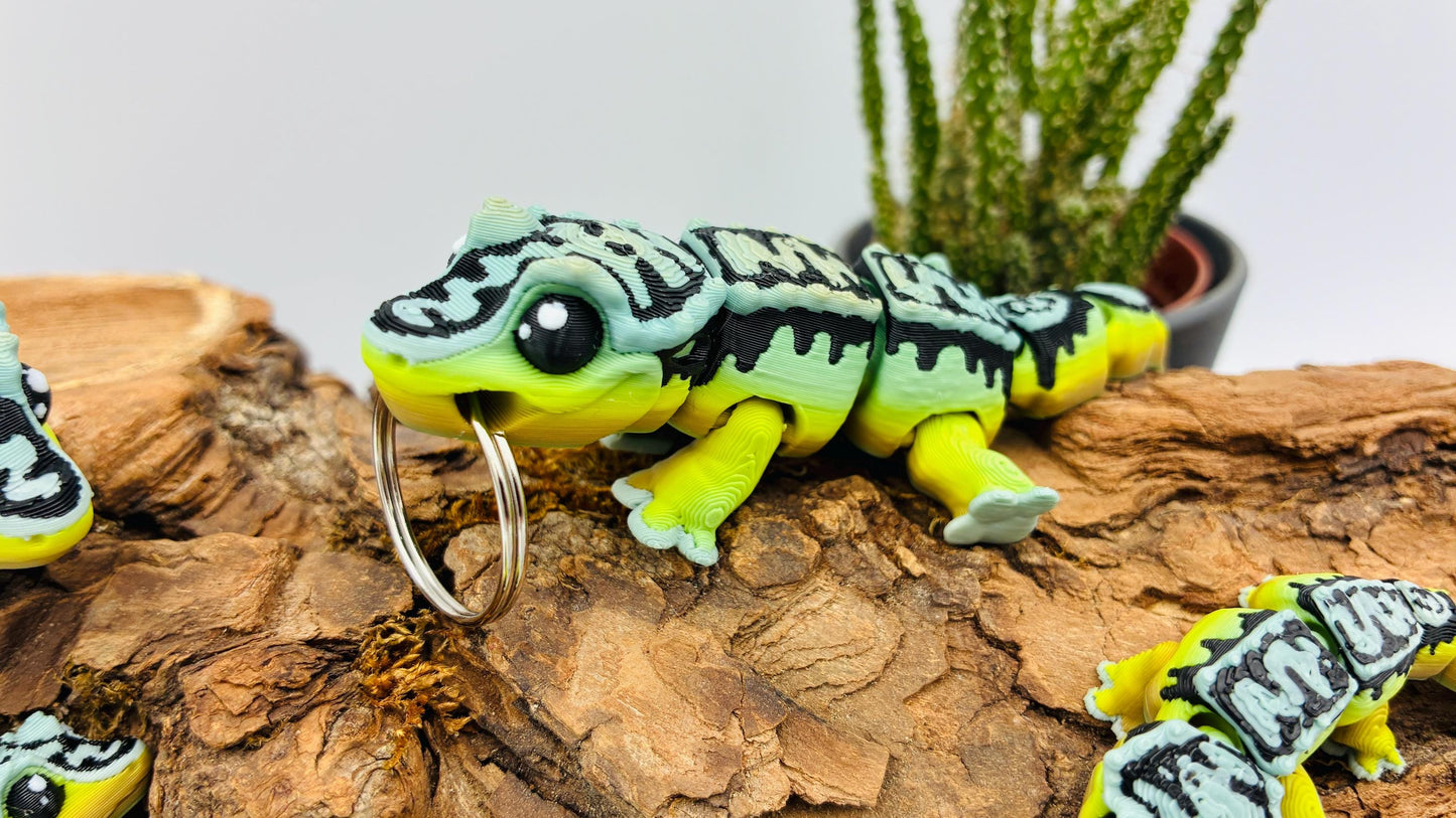 Beweglicher Crested Gecko Kronengecko – 3D-gedruckt | Optional als Schlüsselanhänger | Geschenk für Reptilien-Fans