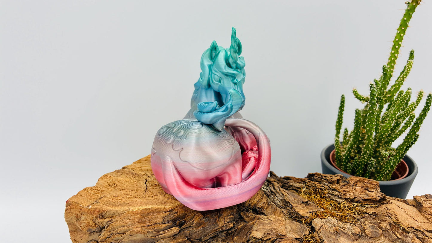 Twilight Einhorn – 3D Stiftehalter & Tischdeko | Mystisch blau/lila Glitzer | Regenbogenfarben für Kinder