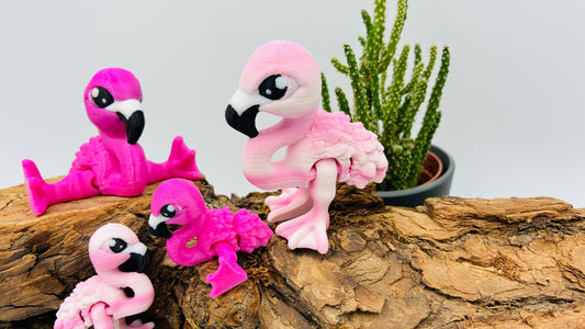 3D gedruckter beweglicher Flamingo – Gelenkfigur / Flexi Toy – Dekofigur aus PLA – Geschenk für Vogel- & Flamingo-Fans