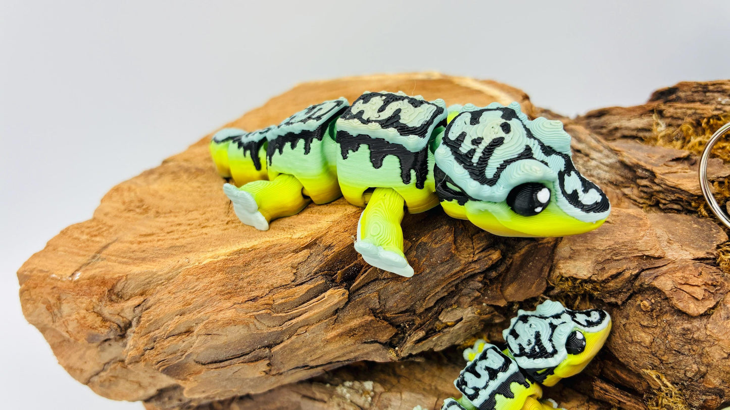 Beweglicher Crested Gecko Kronengecko – 3D-gedruckt | Optional als Schlüsselanhänger | Geschenk für Reptilien-Fans