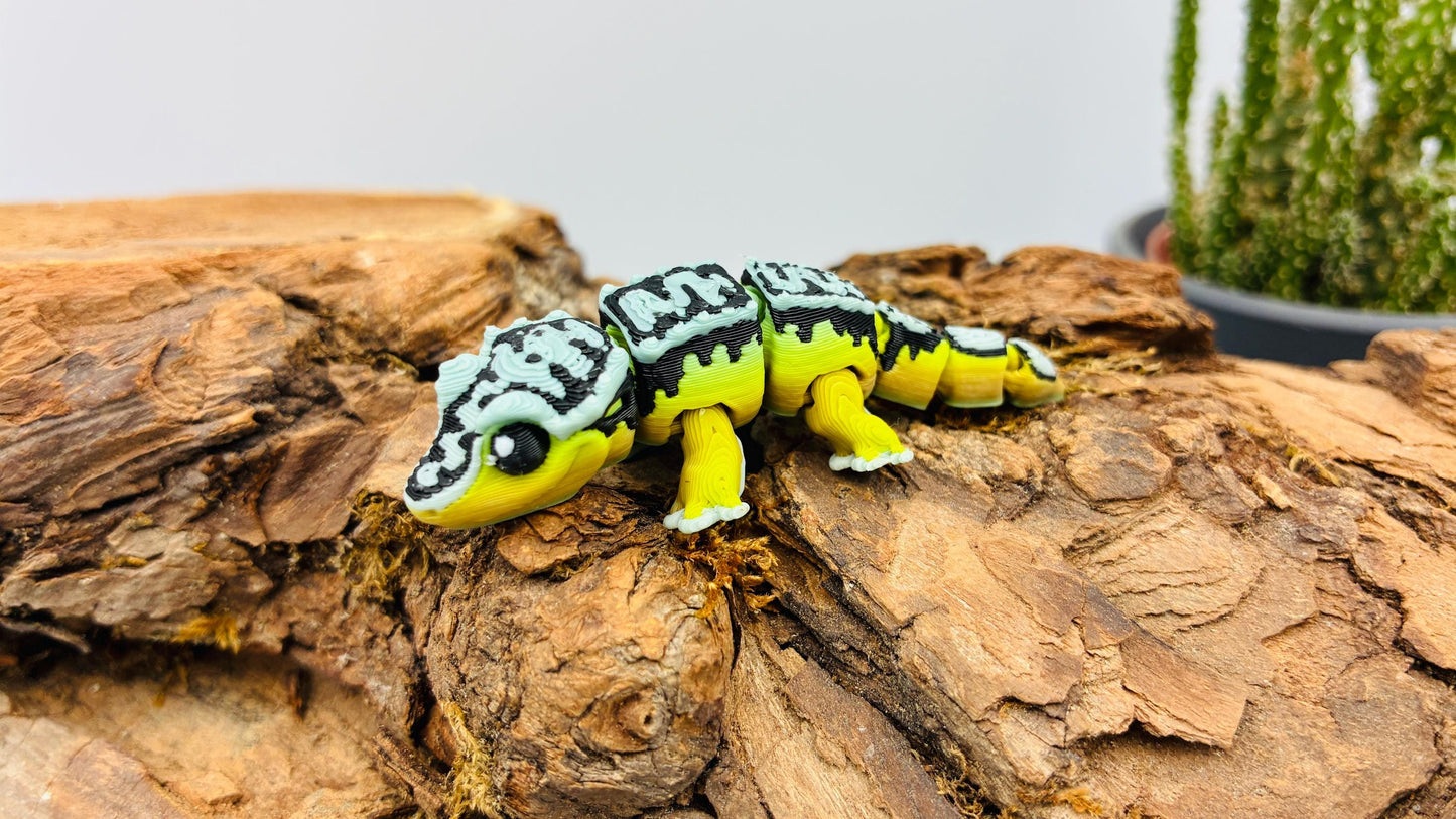 Beweglicher Crested Gecko Kronengecko – 3D-gedruckt | Optional als Schlüsselanhänger | Geschenk für Reptilien-Fans