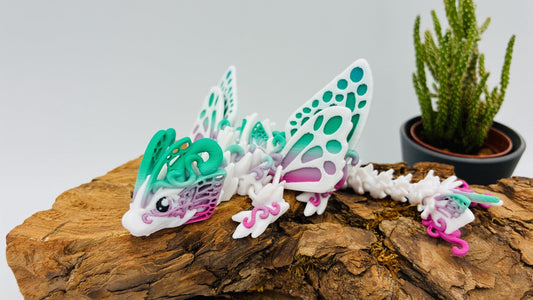 1.) Baby Butterfly Dragon mit Monarch Flügel – Beweglicher 3D-gedruckter Drache