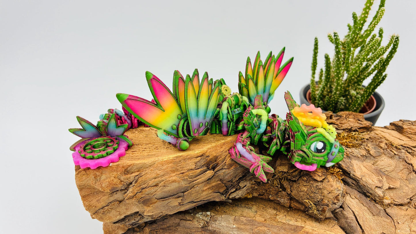 Beweglicher Baby Steampunk Drache – 3D-gedruckt aus nachtleuchtendem PLA – mit oder ohne Flügel