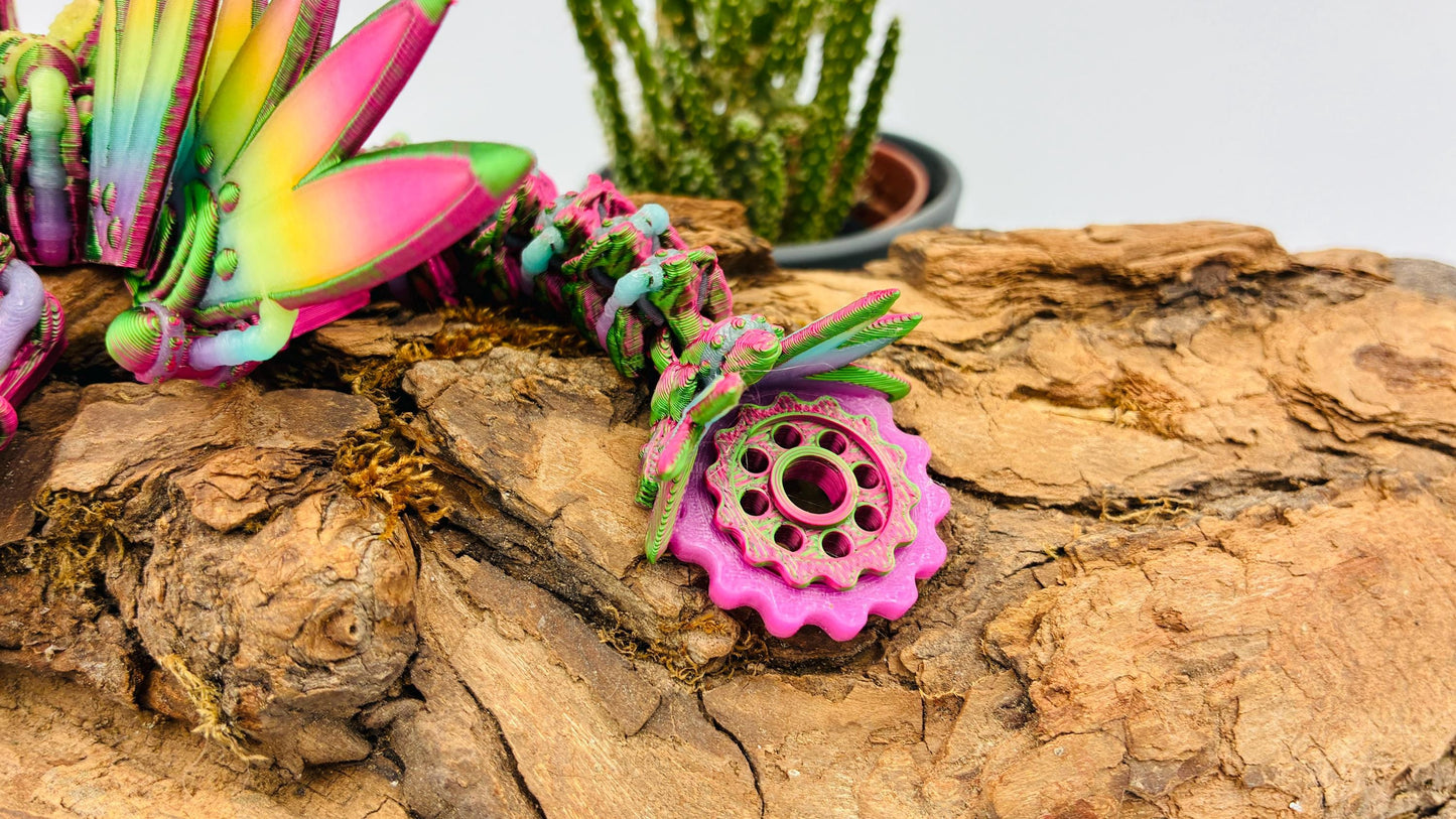 Beweglicher Baby Steampunk Drache – 3D-gedruckt aus nachtleuchtendem PLA – mit oder ohne Flügel