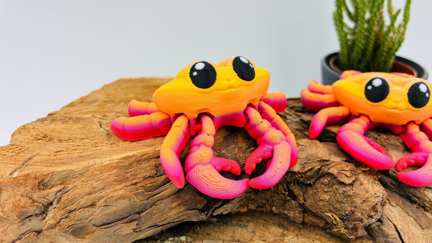 Bewegliche 3D gedruckte Krabbe – maritime Deko, Flexi Krebs Tier, Geschenk für Meeresliebhaber