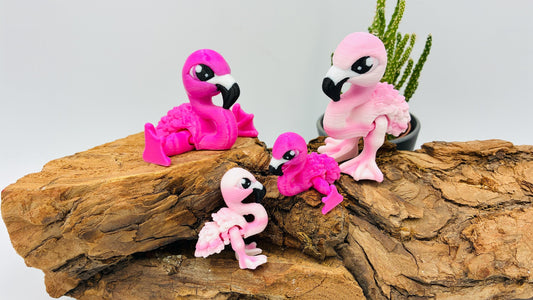 3D gedruckter beweglicher Flamingo – Gelenkfigur / Flexi Toy – Dekofigur aus PLA – Geschenk für Vogel- & Flamingo-Fans