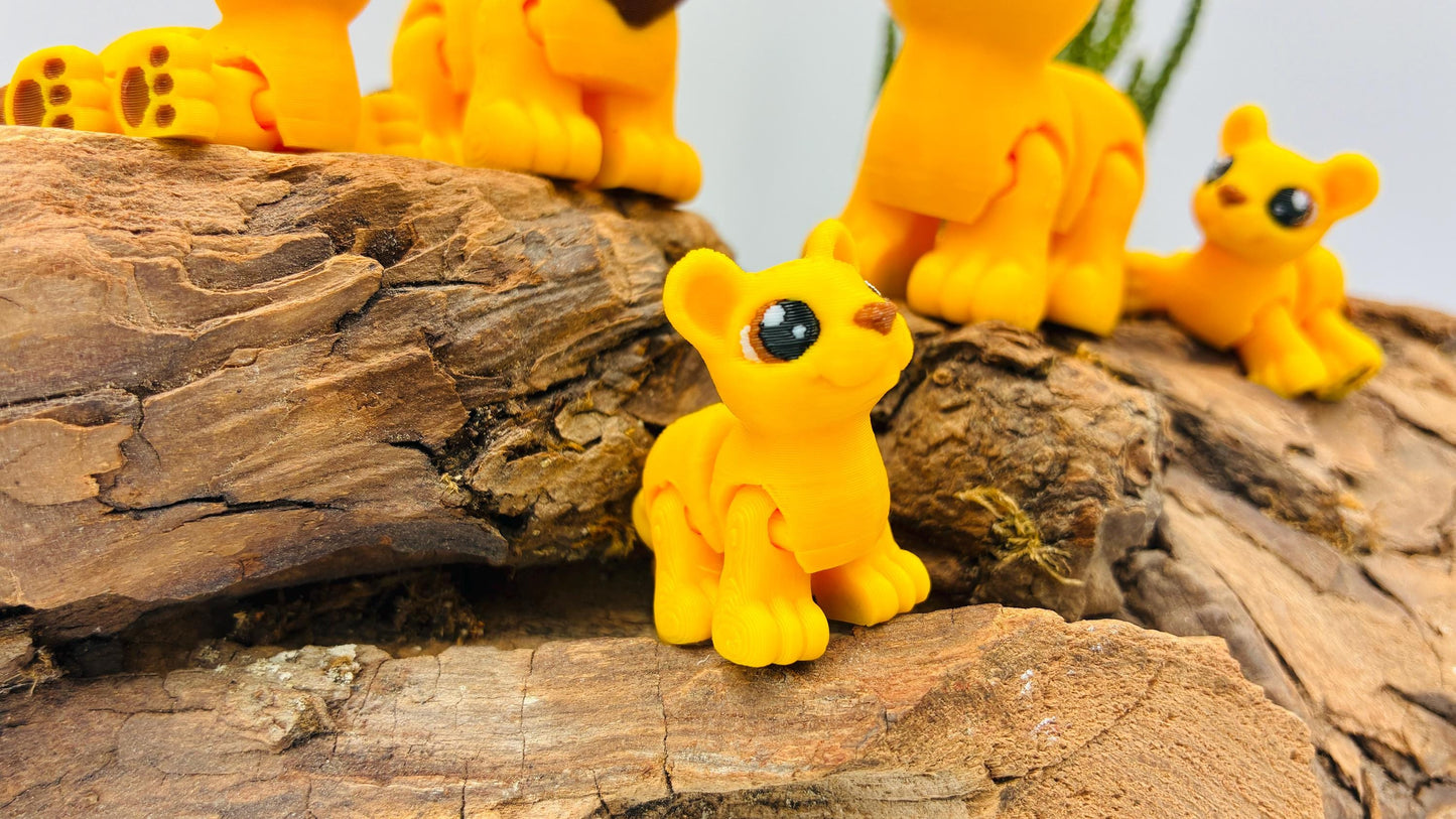 Beweglicher 3D-gedruckter Löwe & Löwin – auch als Baby erhältlich