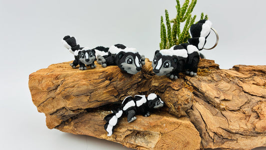 Süßes 3D-gedrucktes Stinktier "Skippy" – beweglich | auch als Baby oder Schlüsselanhänger