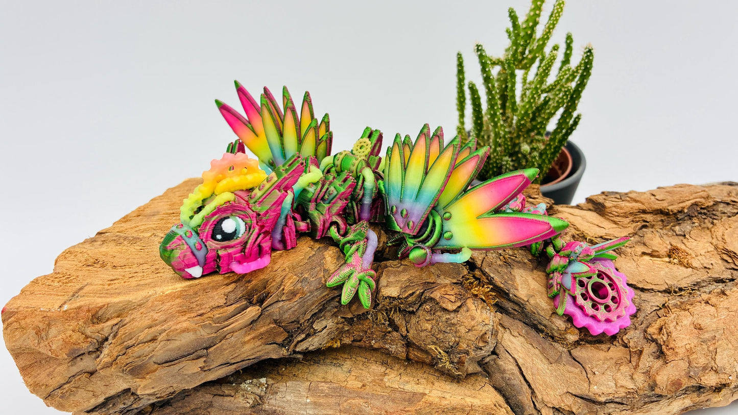 Beweglicher Baby Steampunk Drache – 3D-gedruckt aus nachtleuchtendem PLA – mit oder ohne Flügel