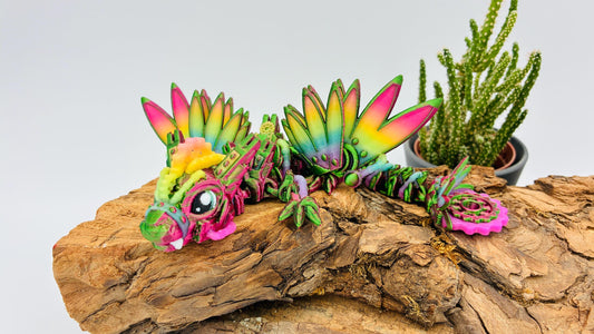 Beweglicher Baby Steampunk Drache – 3D-gedruckt aus nachtleuchtendem PLA – mit oder ohne Flügel