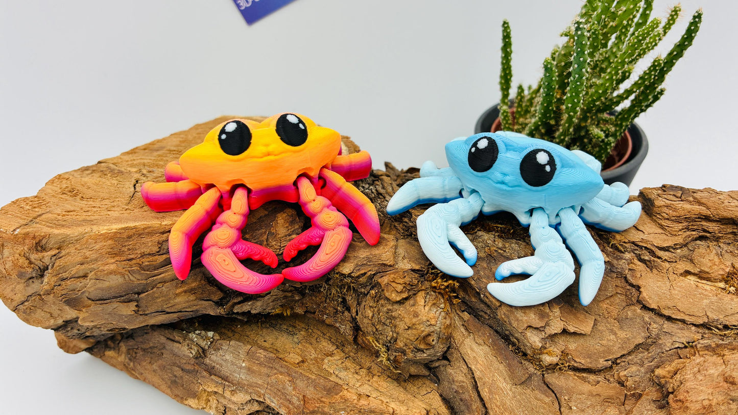 Bewegliche 3D gedruckte Krabbe – maritime Deko, Flexi Krebs Tier, Geschenk für Meeresliebhaber