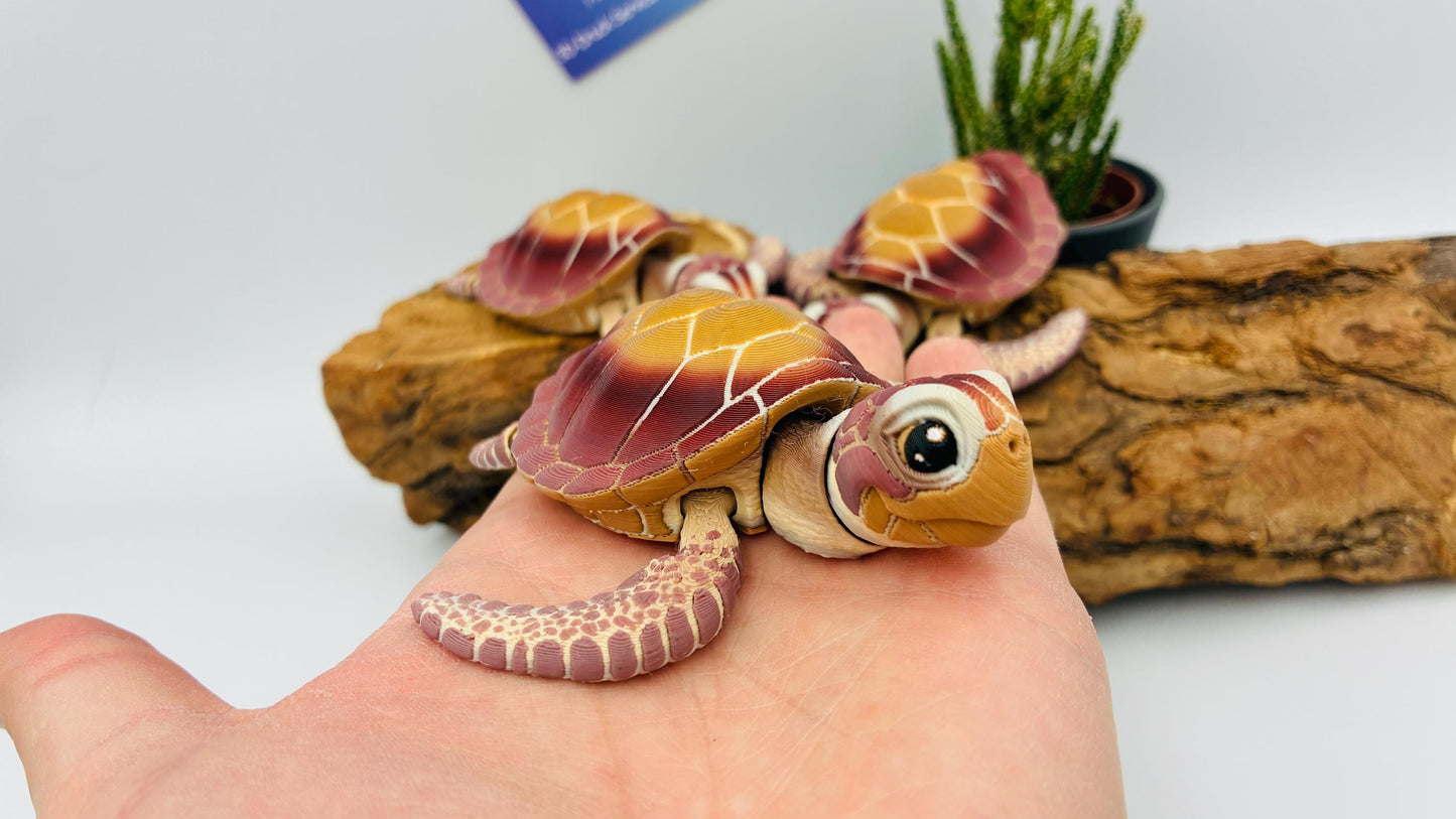 Realistische bewegliche 3D‑gedruckte Meeresschildkröte – Detailreich, flexibel, ideal für Deko & Sammler