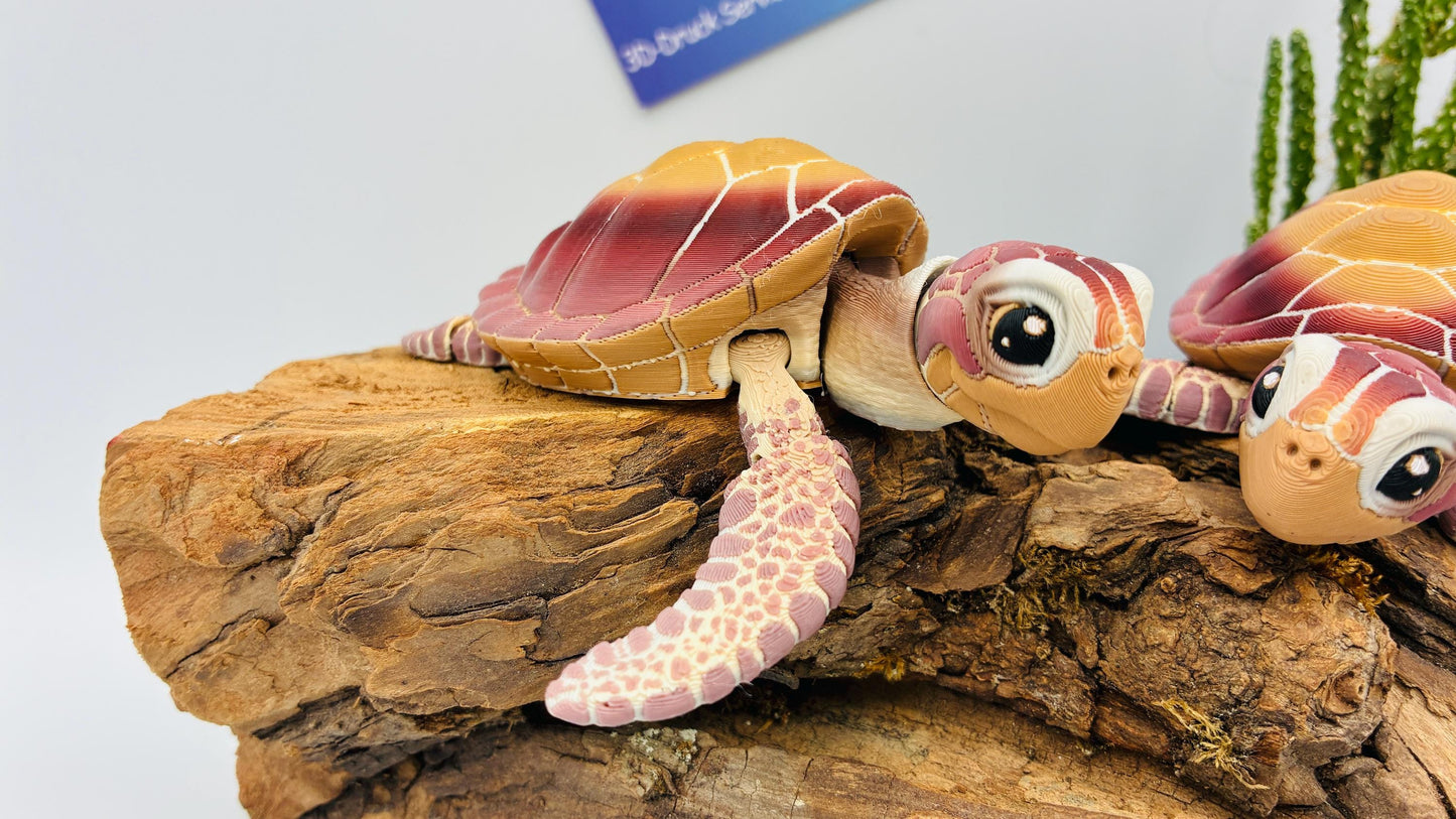 Realistische bewegliche 3D‑gedruckte Meeresschildkröte – Detailreich, flexibel, ideal für Deko & Sammler