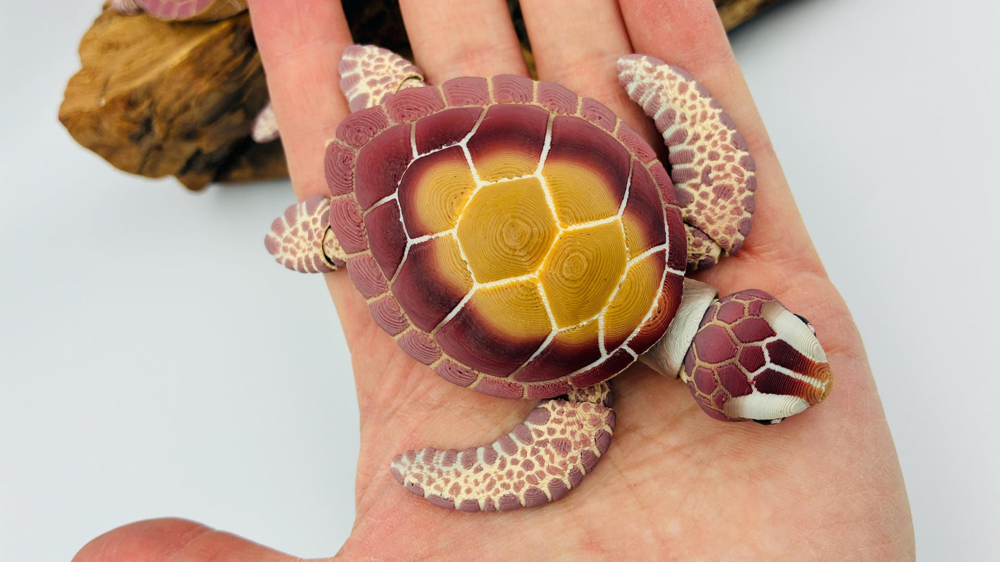 Realistische bewegliche 3D‑gedruckte Meeresschildkröte – Detailreich, flexibel, ideal für Deko & Sammler