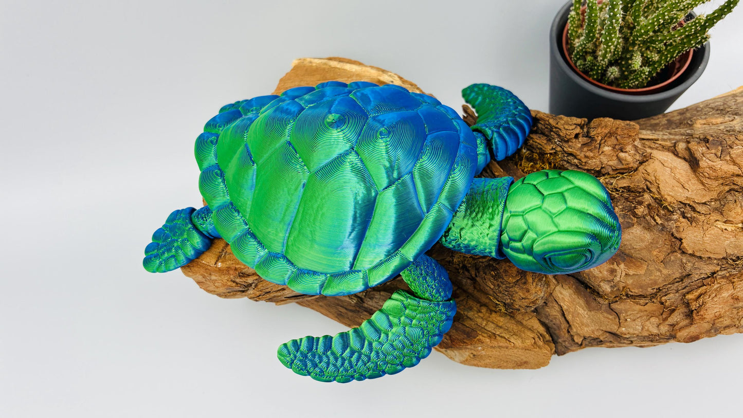 Realistische bewegliche 3D‑gedruckte Meeresschildkröte – Detailreich, flexibel, ideal für Deko & Sammler
