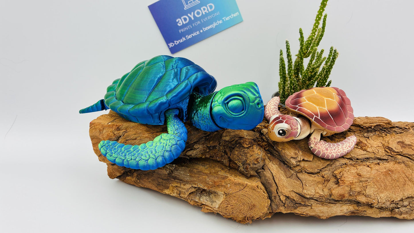 Realistische bewegliche 3D‑gedruckte Meeresschildkröte – Detailreich, flexibel, ideal für Deko & Sammler