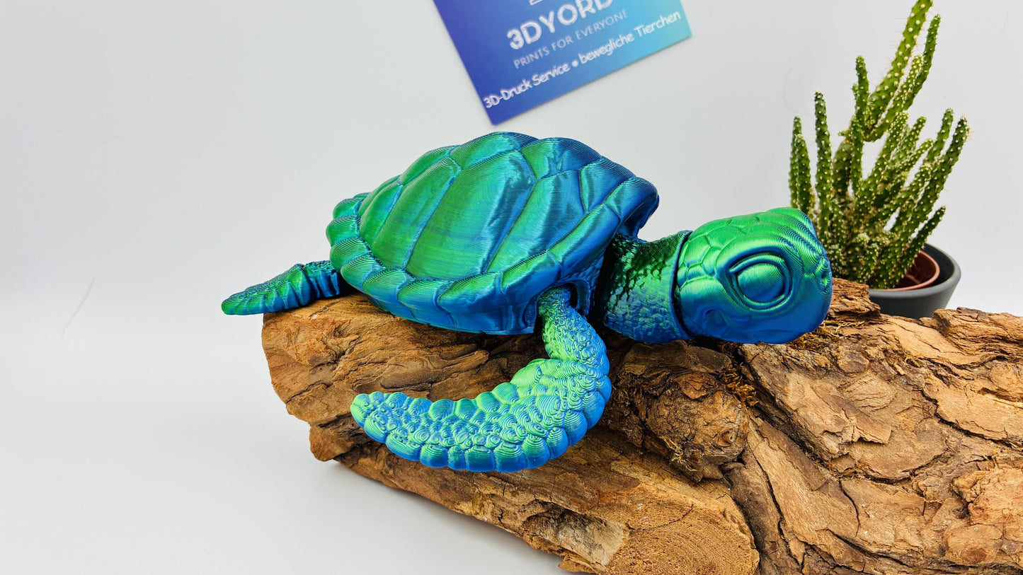 Realistische bewegliche 3D‑gedruckte Meeresschildkröte – Detailreich, flexibel, ideal für Deko & Sammler