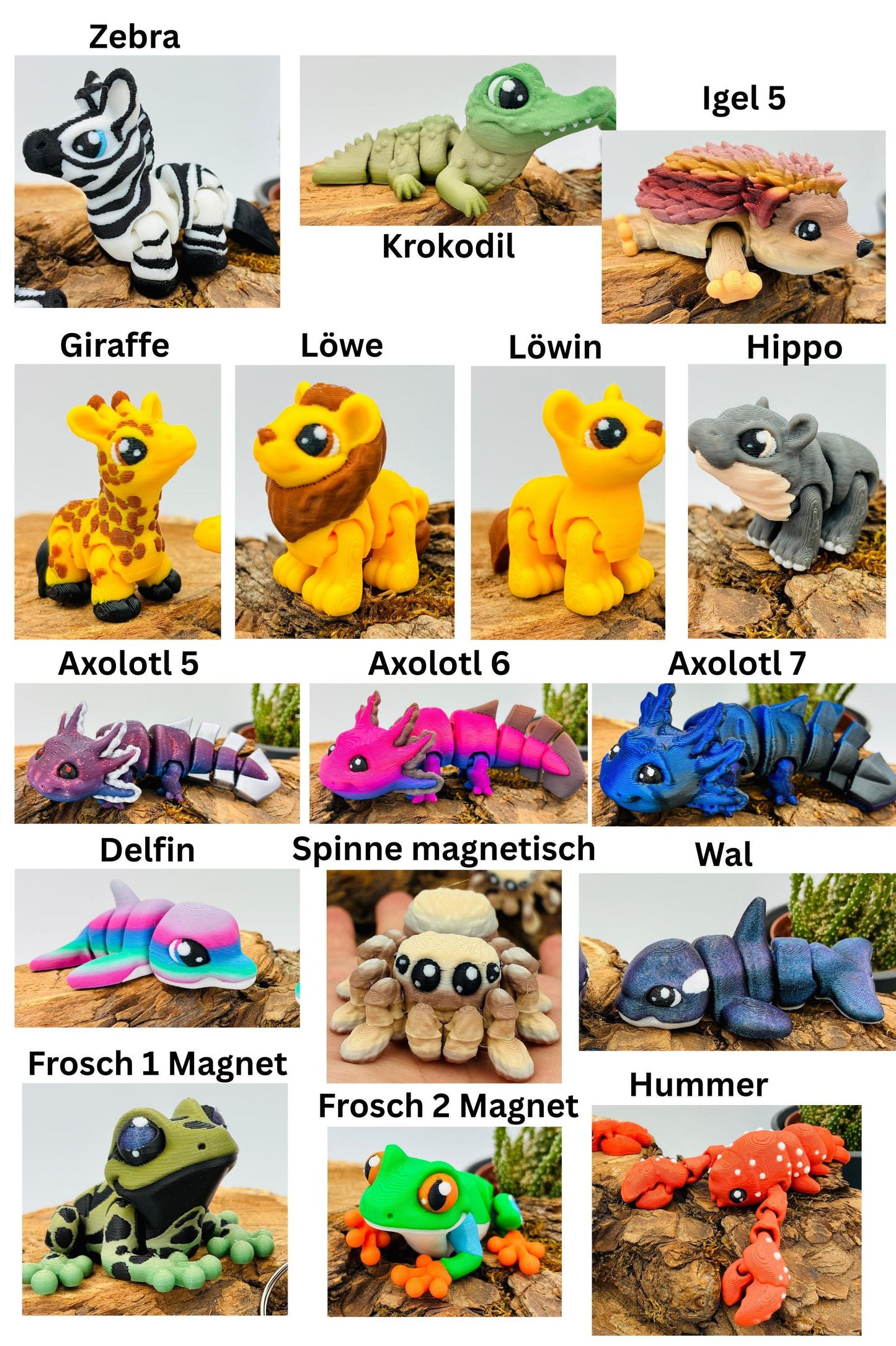 1.) Flexi Tiere für Groß und Klein | 3D Druck Fidget | Geschenkidee | Sets