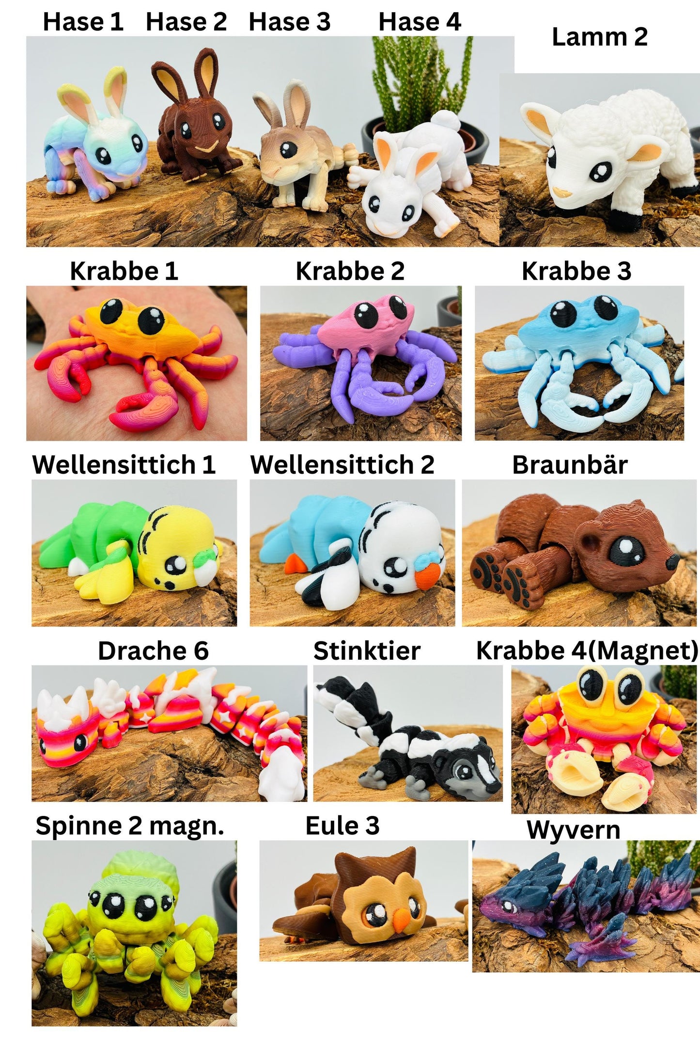 1.) Flexi Tiere für Groß und Klein | 3D Druck Fidget | Geschenkidee | Sets