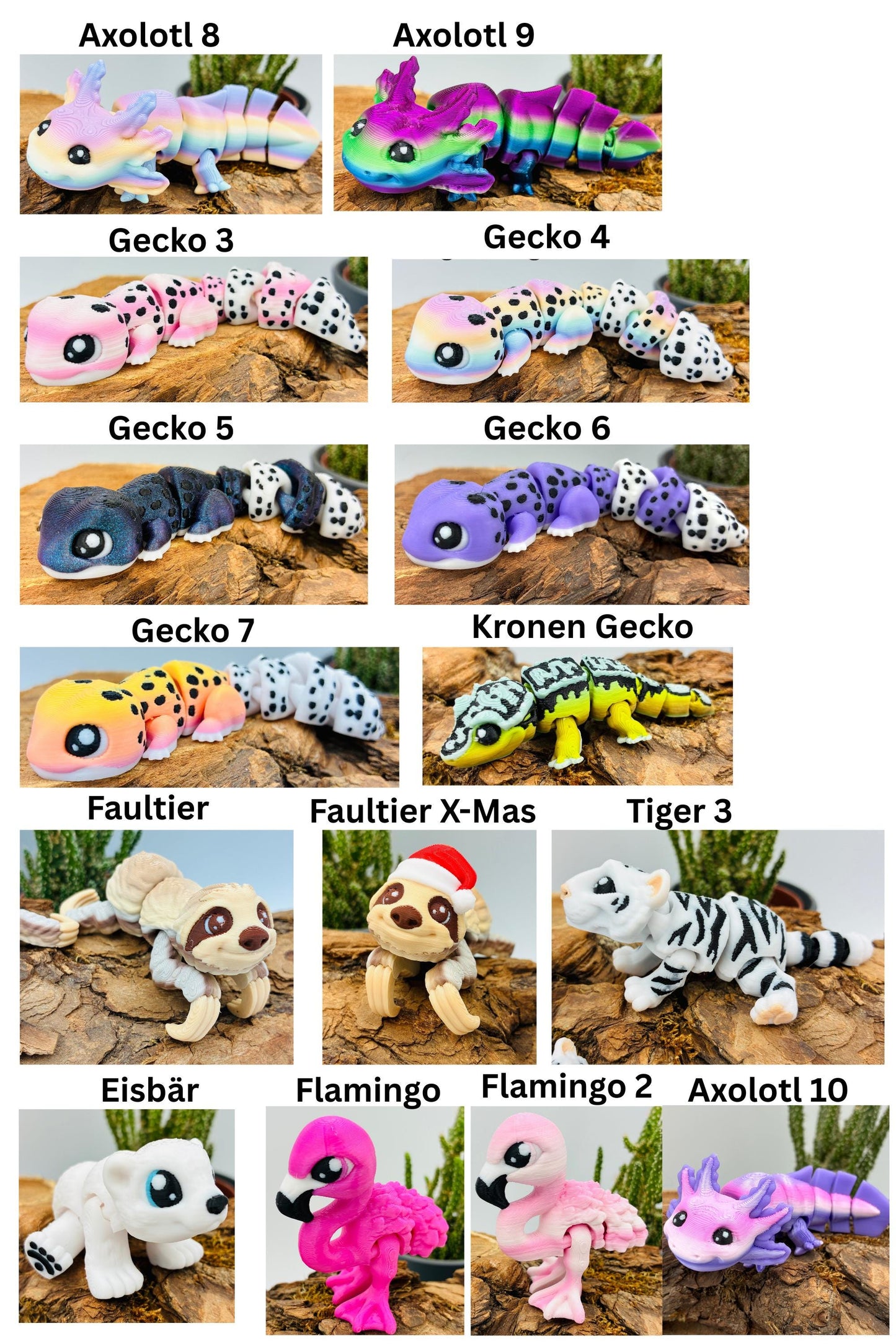 1.) Flexi Tiere für Groß und Klein | 3D Druck Fidget | Geschenkidee | Sets