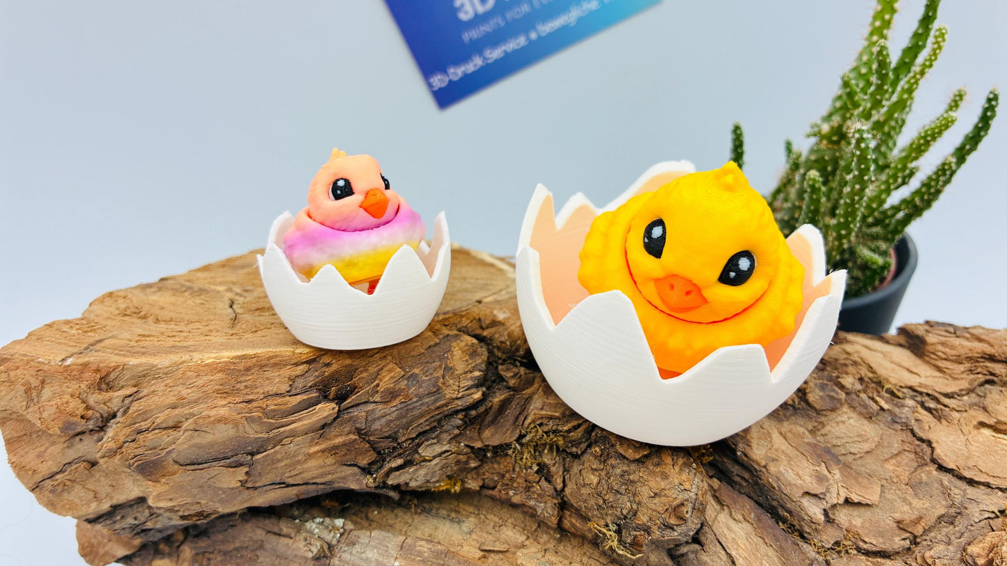 3D Gedrucktes Bewegliches Küken – Flexi Küken – Optional mit Ei – Süße Dekoration / Geschenk / Sammelfigur