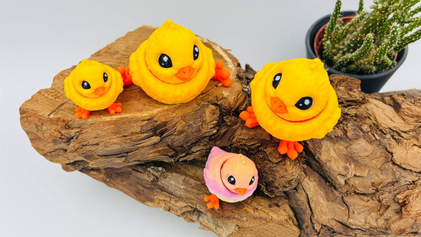 3D Gedrucktes Bewegliches Küken – Flexi Küken – Optional mit Ei – Süße Dekoration / Geschenk / Sammelfigur