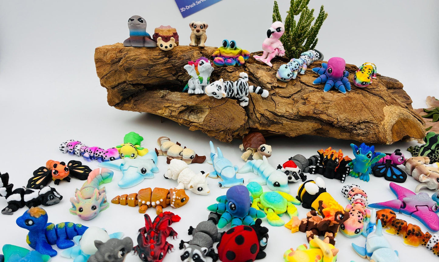 1.) 3D-gedruckte Mini-Tierchen ("Yordelz" 3,5–6,5 cm) – Wähle dein Set oder lass dich überraschen!