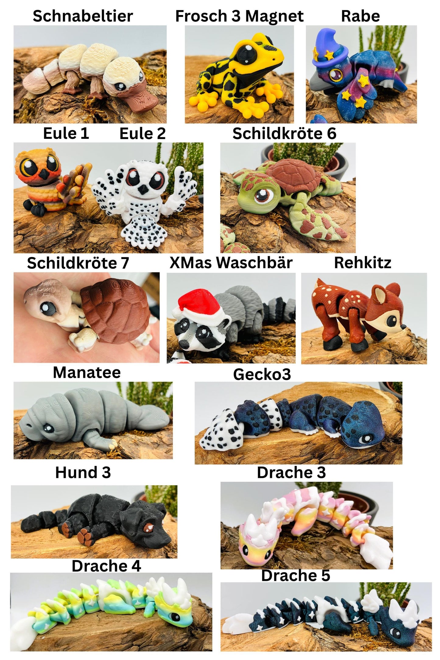 1.) Flexi Tiere für Groß und Klein | 3D Druck Fidget | Geschenkidee | Sets