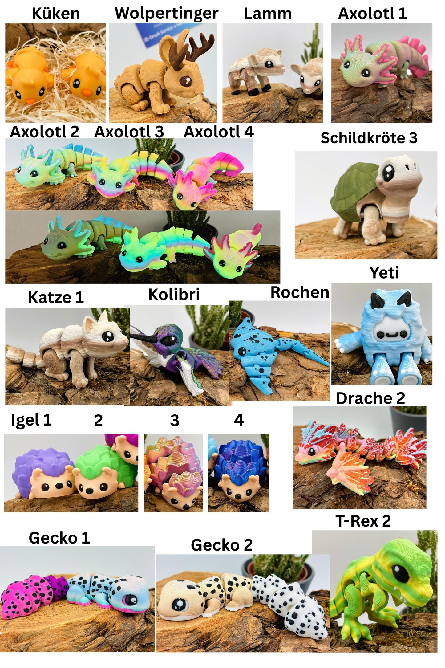 1.) Flexi Tiere für Groß und Klein | 3D Druck Fidget | Geschenkidee | Sets