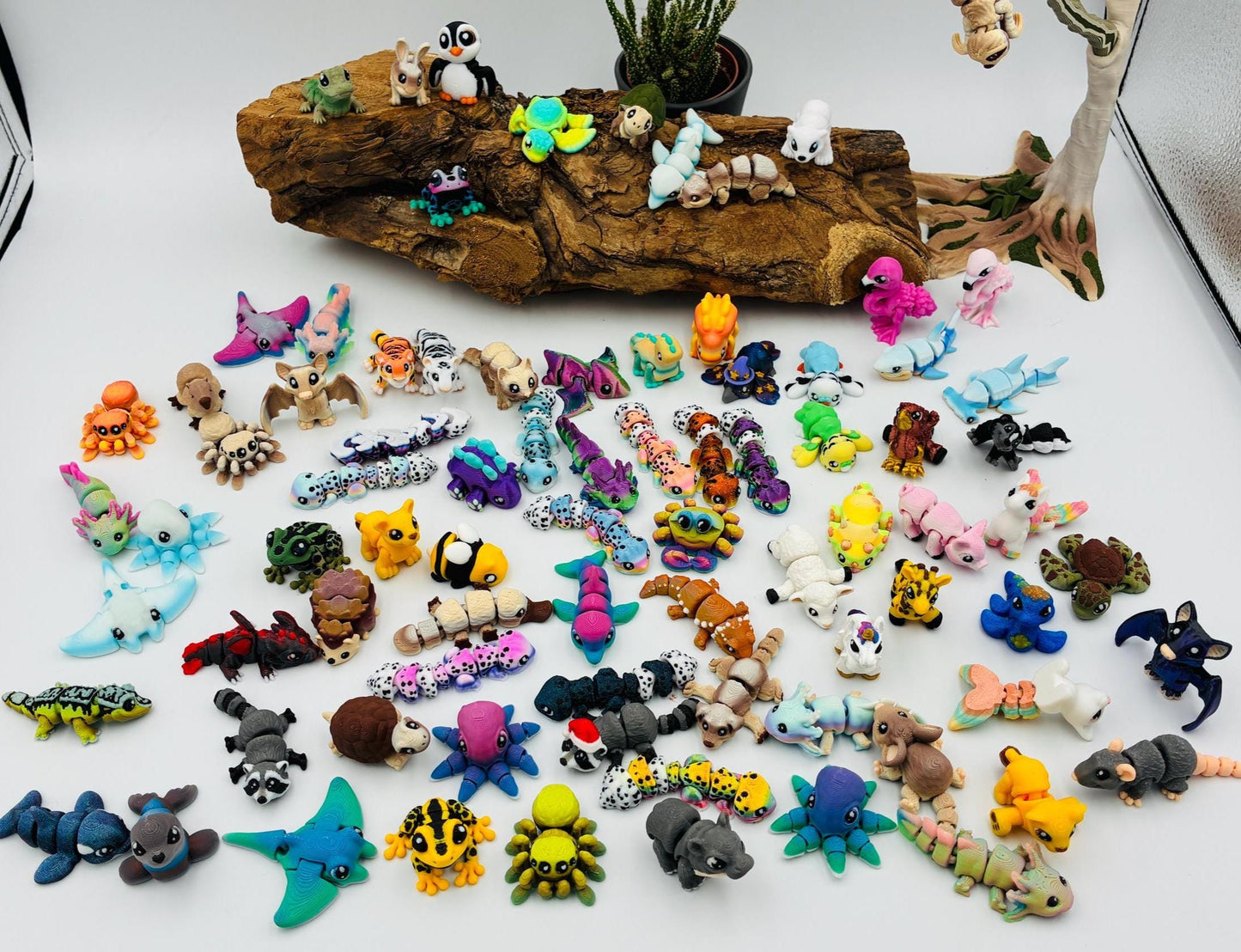 1.) Mystery Yordelz – Überraschungs-Set beweglicher Mini-Tierchen (3D-Druck) - zufällige Mini Figuren | optional mit Überraschungs-Ei
