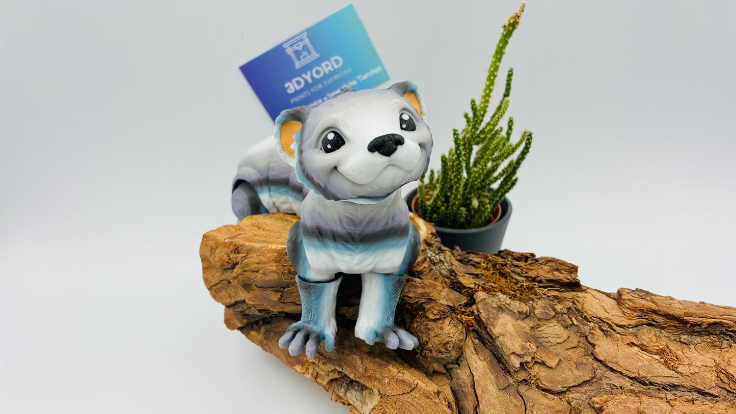 Bewegliches 3D-gedrucktes Frettchen – Flexi Tierfigur in Wunschfarbe & 3 Größen