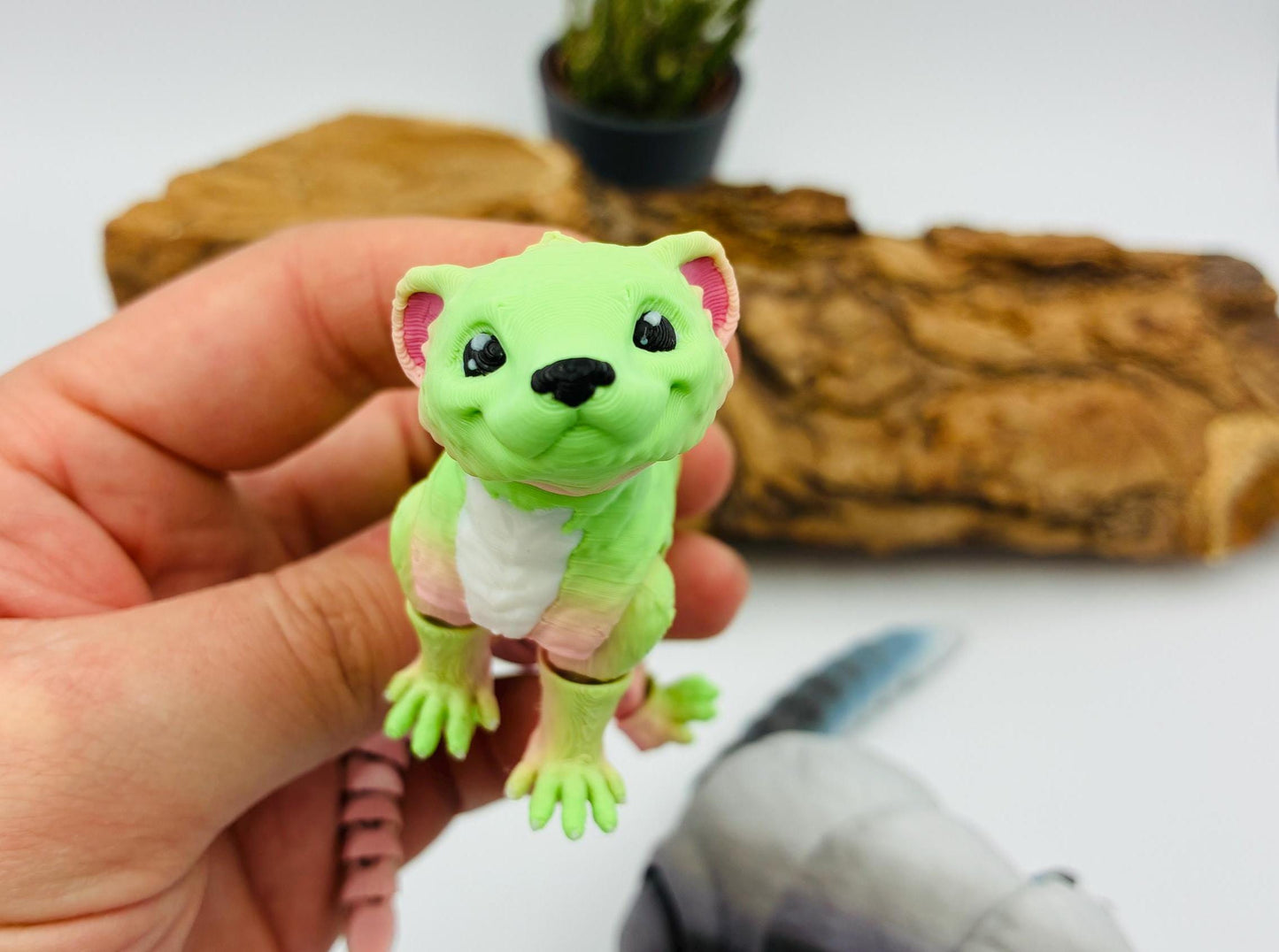 Bewegliches 3D-gedrucktes Frettchen – Flexi Tierfigur in Wunschfarbe & 3 Größen