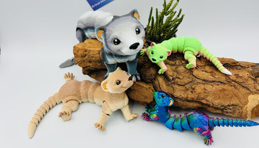 Bewegliches 3D-gedrucktes Frettchen – Flexi Tierfigur in Wunschfarbe & 3 Größen