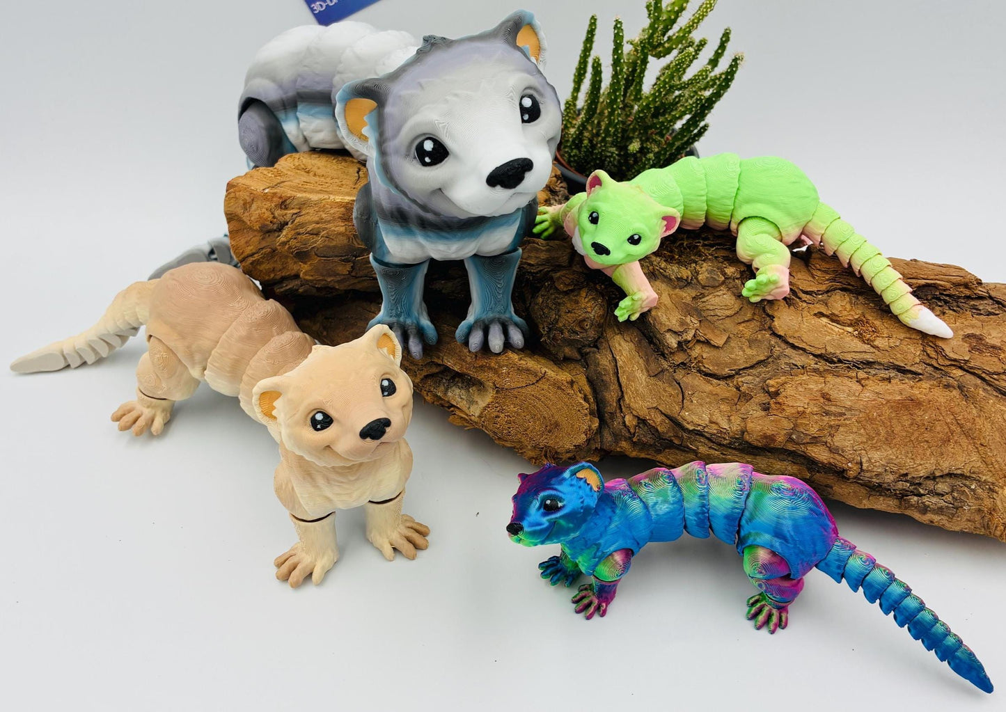 Bewegliches 3D-gedrucktes Frettchen – Flexi Tierfigur in Wunschfarbe & 3 Größen
