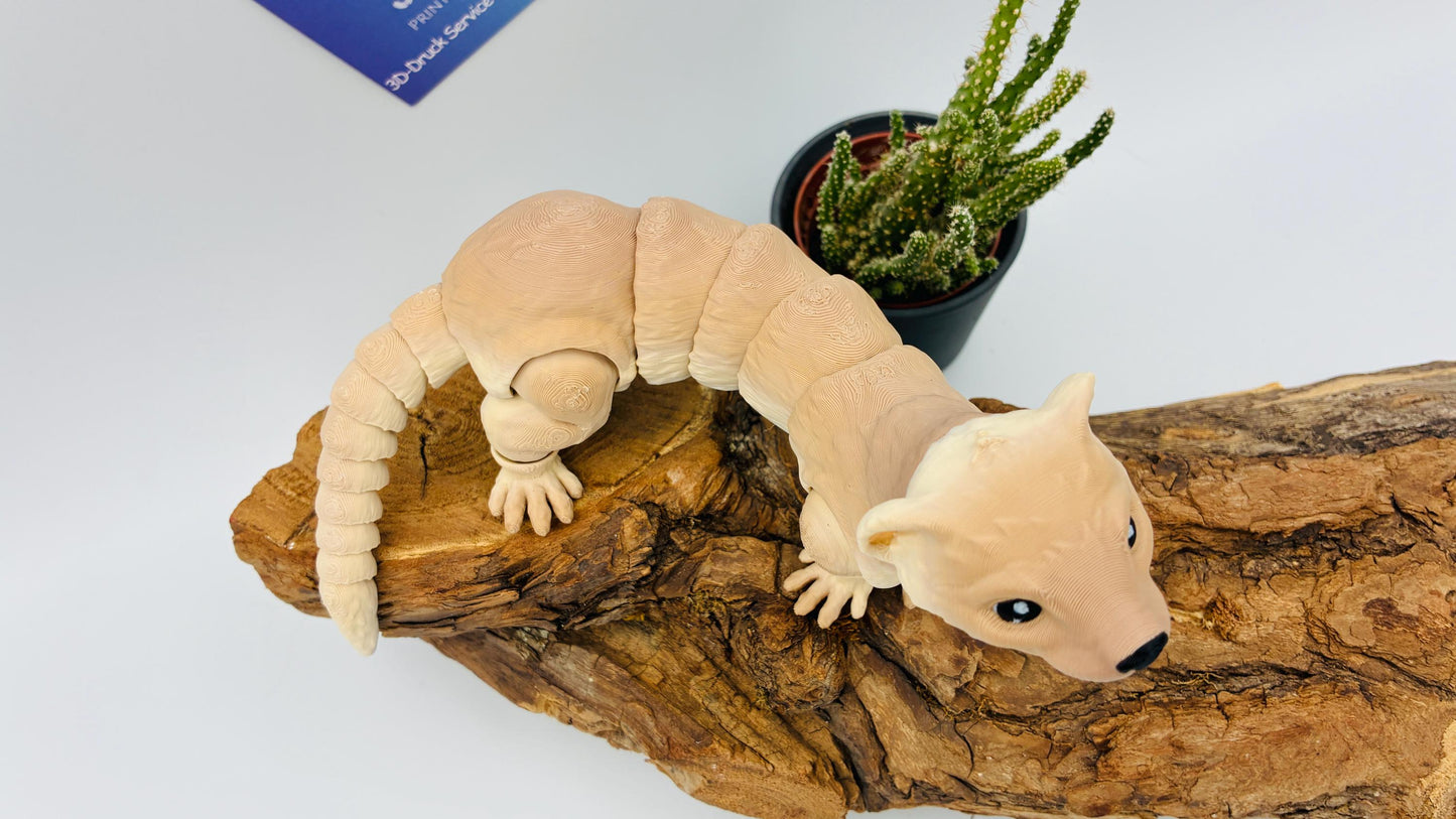 Bewegliches 3D-gedrucktes Frettchen – Flexi Tierfigur in Wunschfarbe & 3 Größen